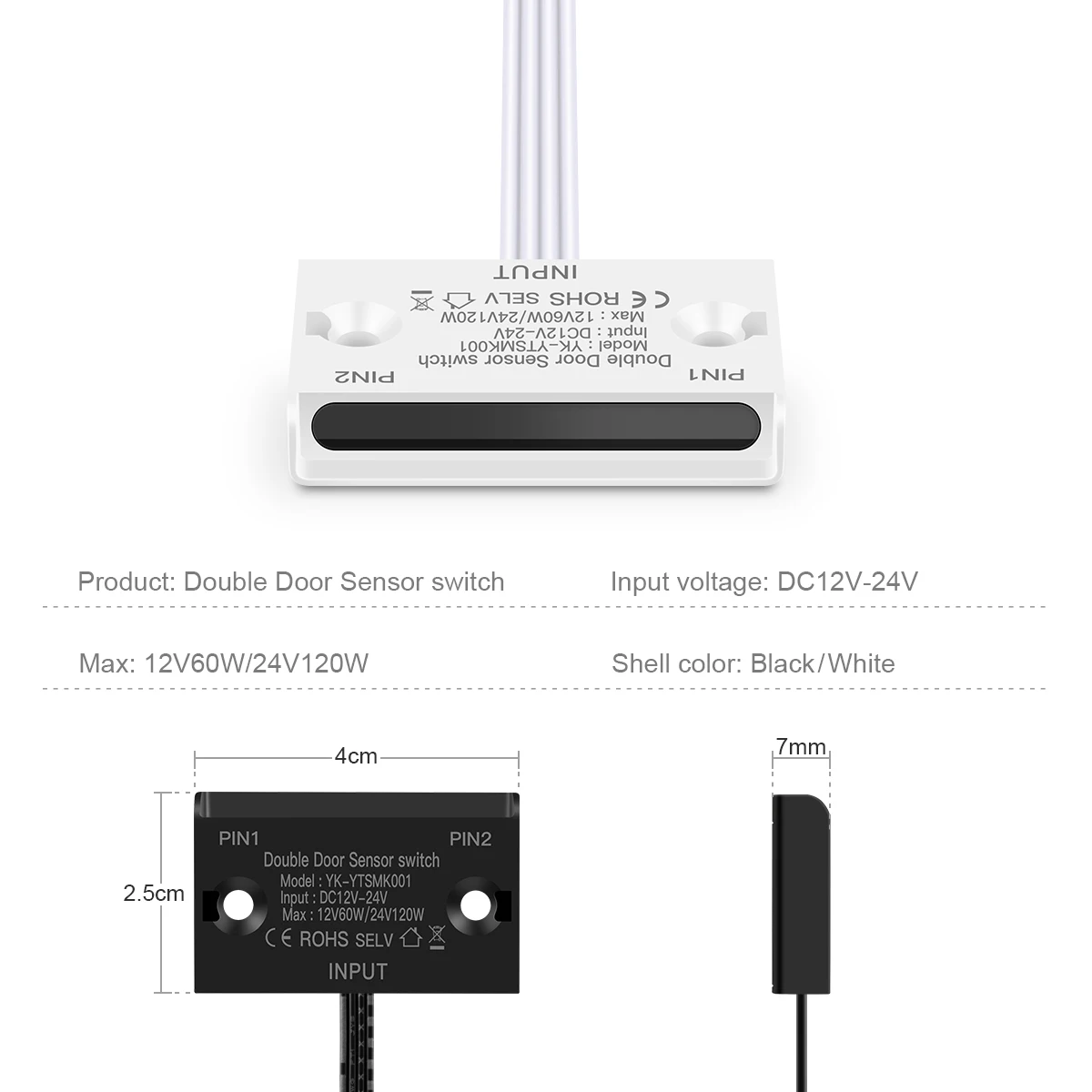 DC12-24V Door Sensor Switch LED Under Cabinet Lights Wardrobe Cupboard Sensor Lights IR Proximity Double Induction Switches