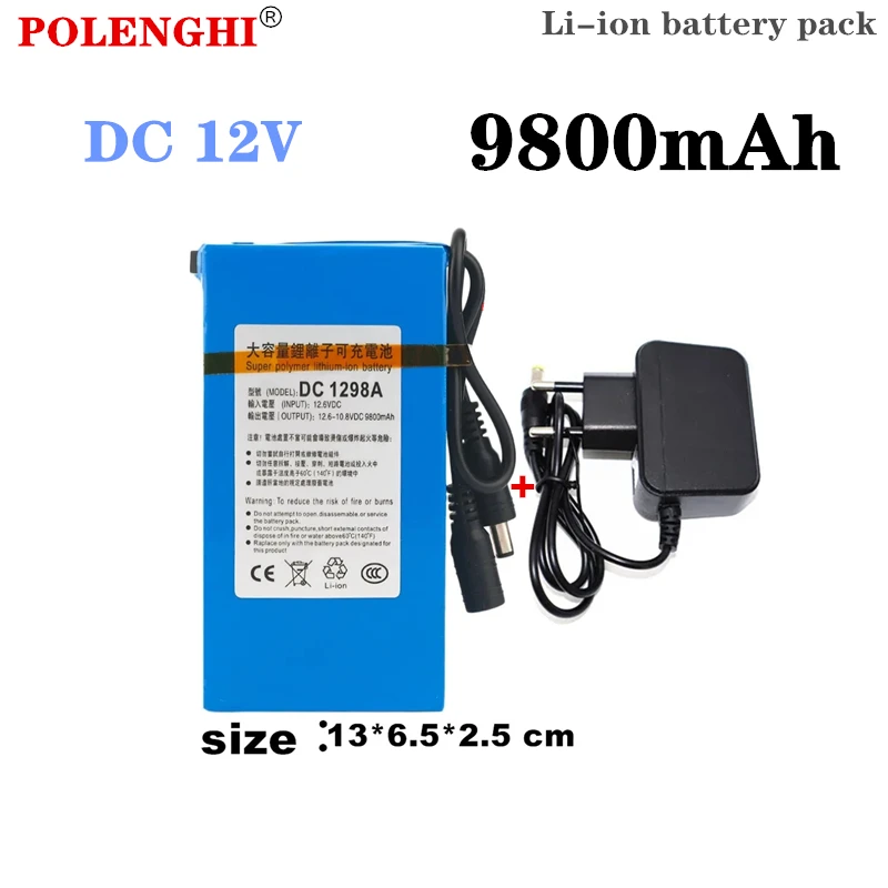 12V Battery Charge Protective DC 12V 30000mAh Lithium Polymer Super Rechargeable Battery Backup Li-ion 12V Battery Pack