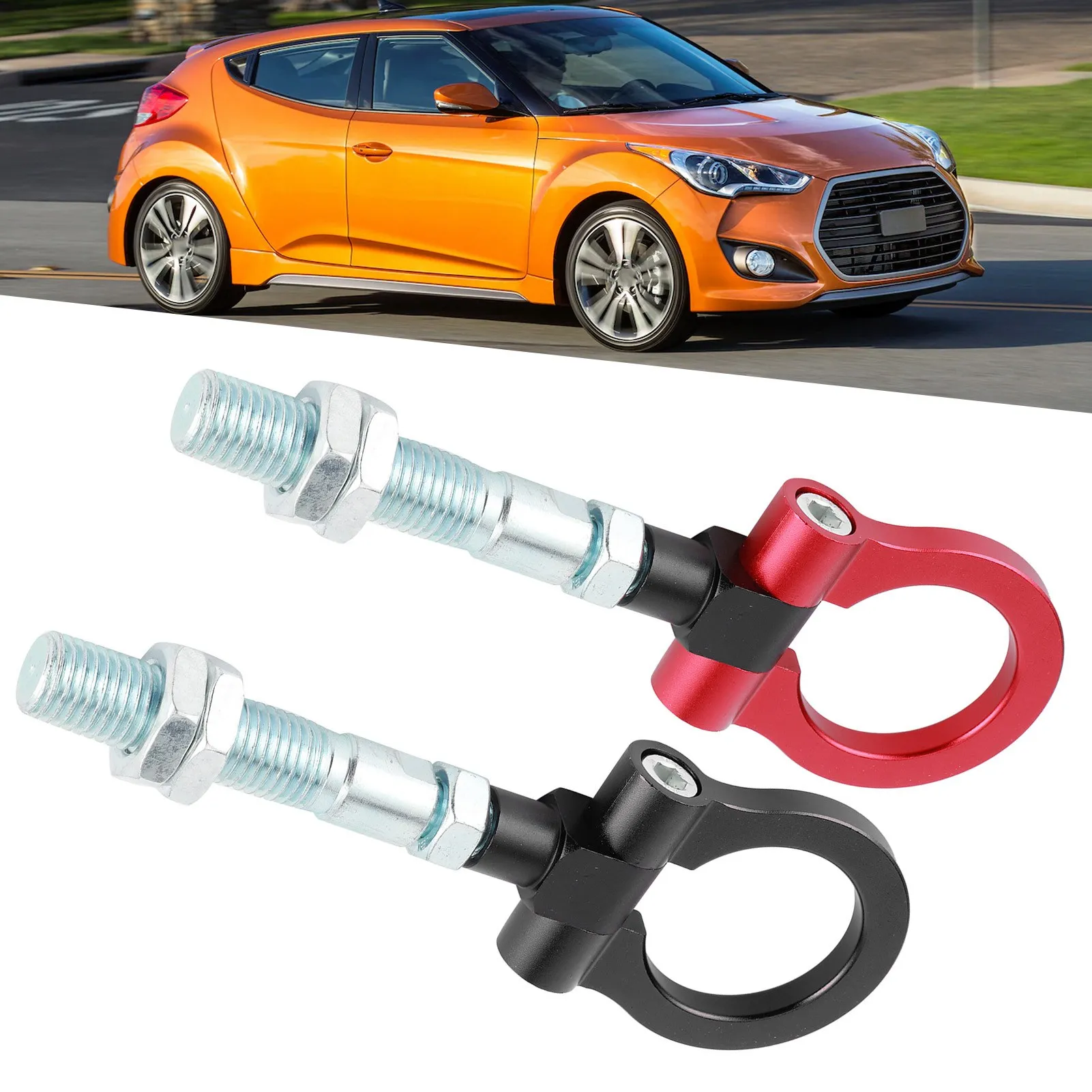 Car Accessory Car Racing Tow Hook Heavy Duty Tow Hook Red Folding  Racing Car Refitting Fit for   2012‑2017