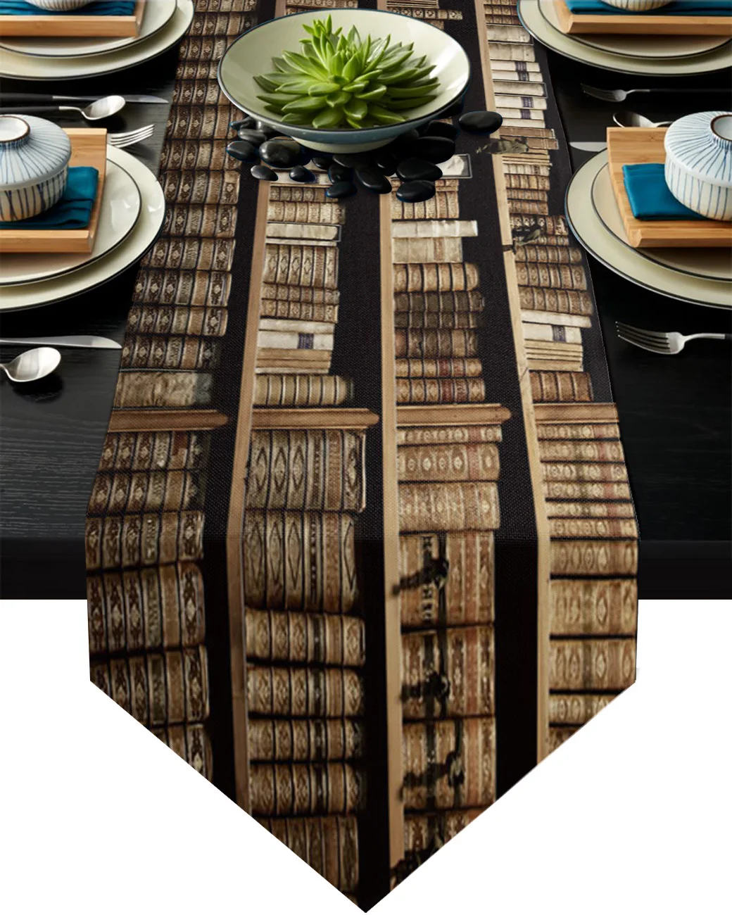 Ancient Library Book Table Runners Wedding Dinning Table Decoration Farmhouse Decor Kitchen Table Runner Tablecloth