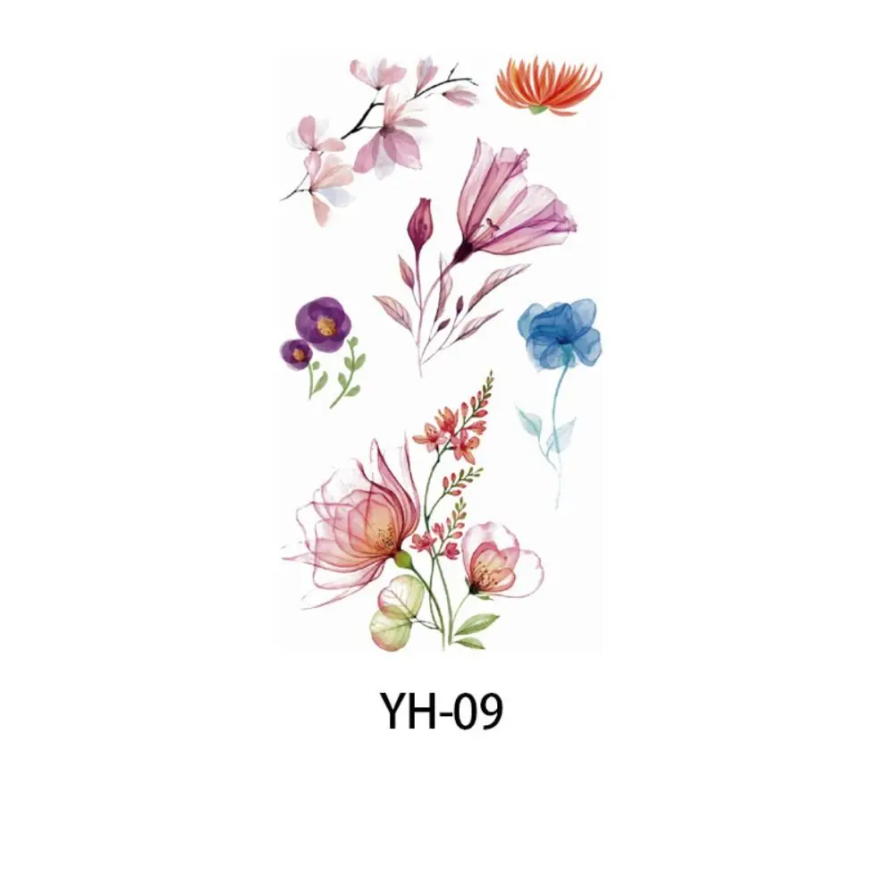 Waterproof Watercolor Cherry Blossom Tattoo Sticker Small Fresh Disposable Temporary Tattoo Sticker Coloured Drawing Anti Sweat