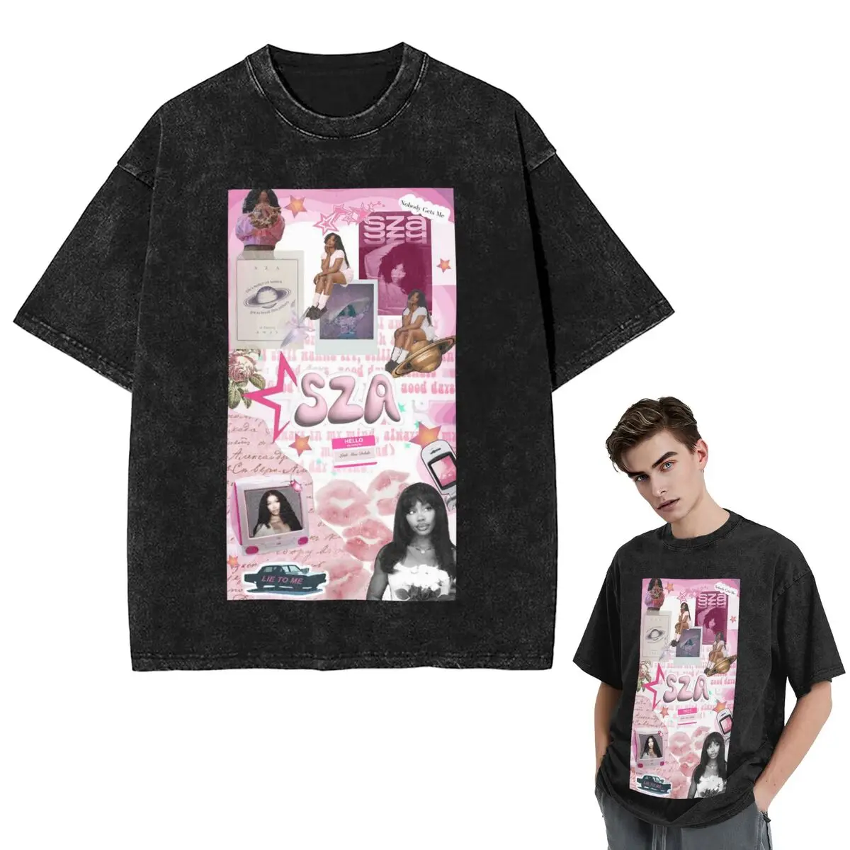 

Streetwear T-Shirts SZA Song Singer Washed T Shirt Short Sleeve Hip Hop T-Shirt Tops Tees for Men Women