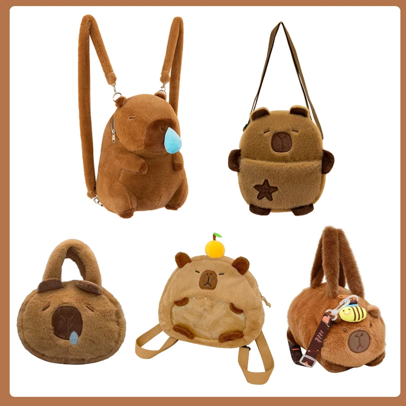 

Cute Cartoon Kapibara Furry Tote Bag Backpack Large Capacity, Soft Plush Bags, Perfect Birthday Gifts for Kids and Girlfriends