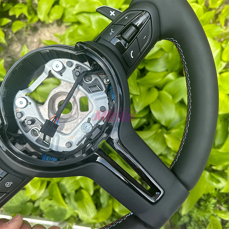 مناسبة لسيارات BMW F10 F20 F30 F31 F80 M1 M2 M3 E70 E90 جميع عجلة القيادة ذات الفارس الأسود من الجلد، تمت ترقيتها حديثًا #5