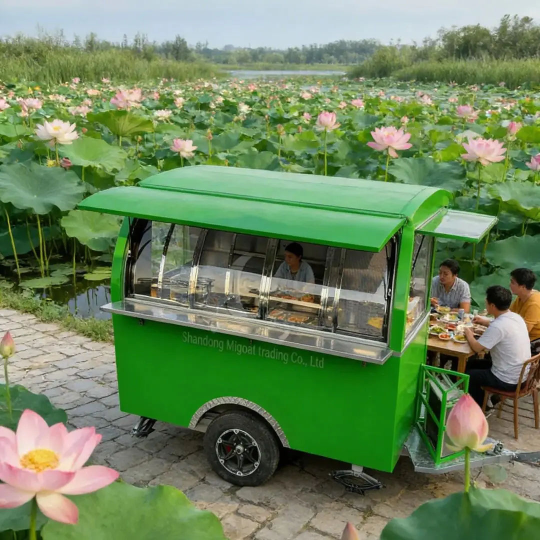 Stainless Steel Portable Outdoor Food Cart Mobile Food Vending Trailer Workstation Catering Truck for Business Use