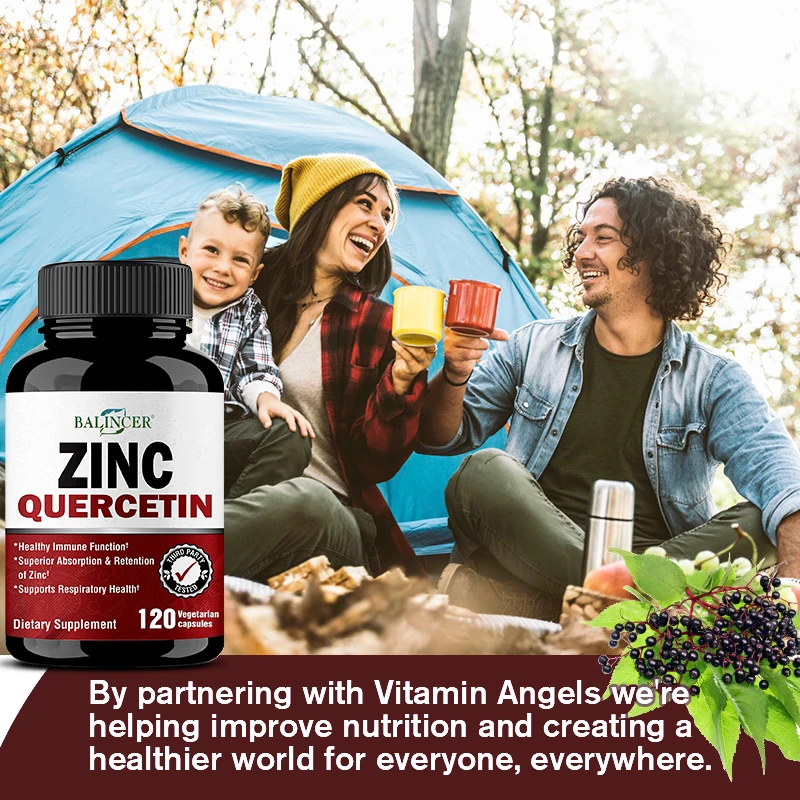 Quercetin + Zinc Vegetarian Capsules - Supports Immune, Skin and Bone Health, Nutritional Metabolism Supplement