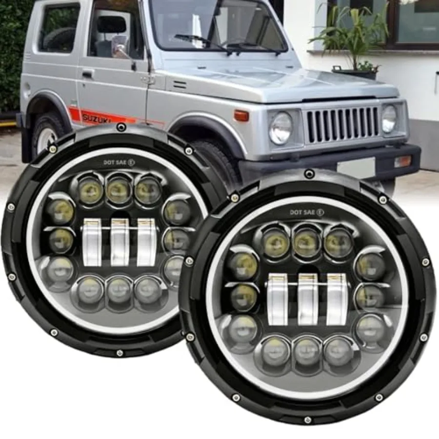 

7 INCH Round Headlight assembly DOT Approved Hi/Lo Sealed Beam with DRL Turn Signal Headlights Bulb Replacement Compatible with