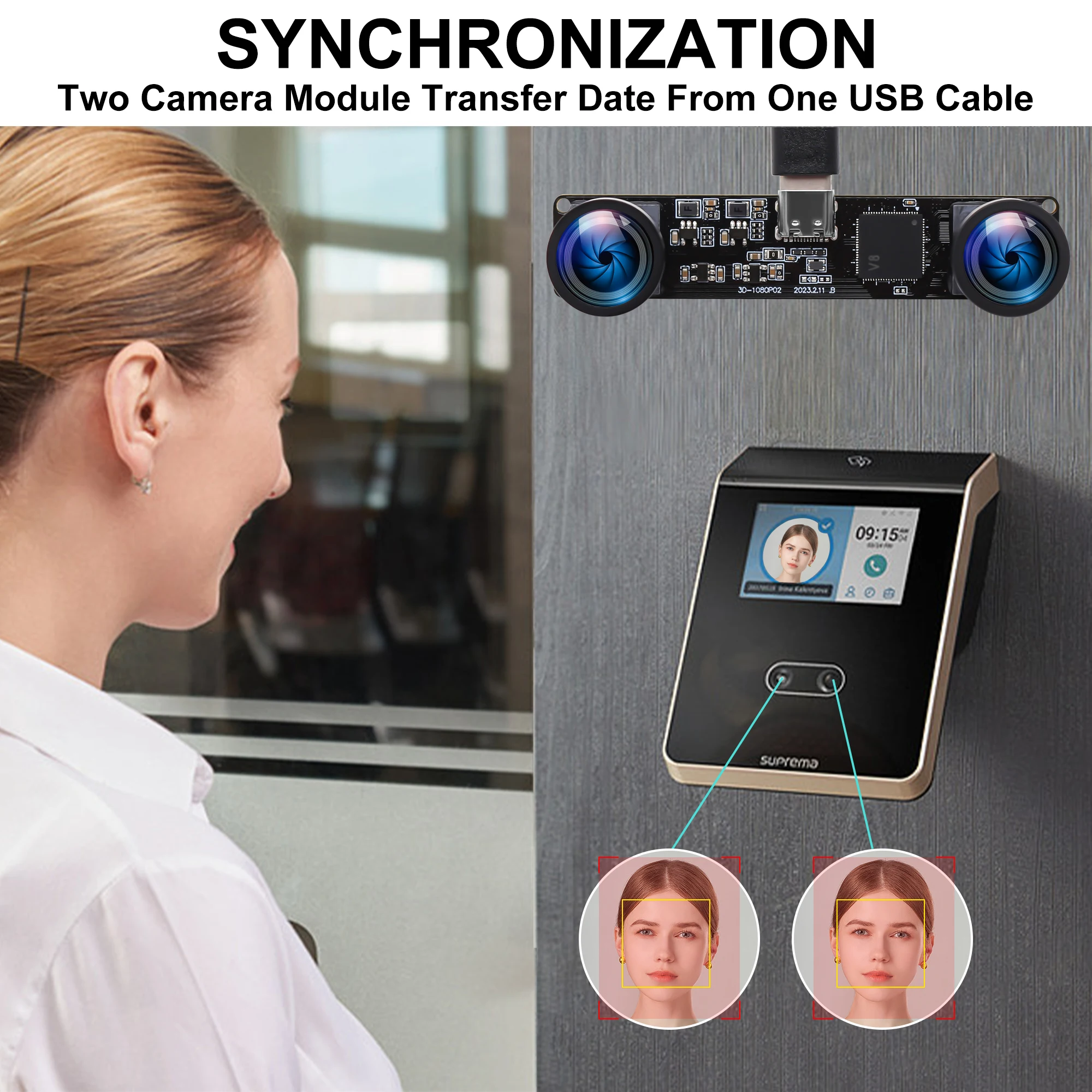 ELP Sychronized Dual Wide Angle 4MP USB Camera Module with 120 Degree Lens 3840x1080P 60FPS for AI Face Identification