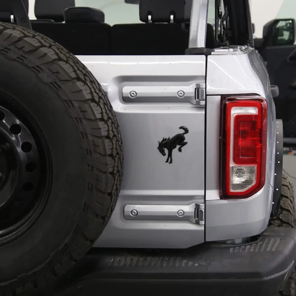 Adesivos com emblema 3D, Emblema traseiro em vinil, Porta traseira ABS preto, Compatível com acessórios esportivos Ford Bronco, 2020, 2021, 2022, 2023