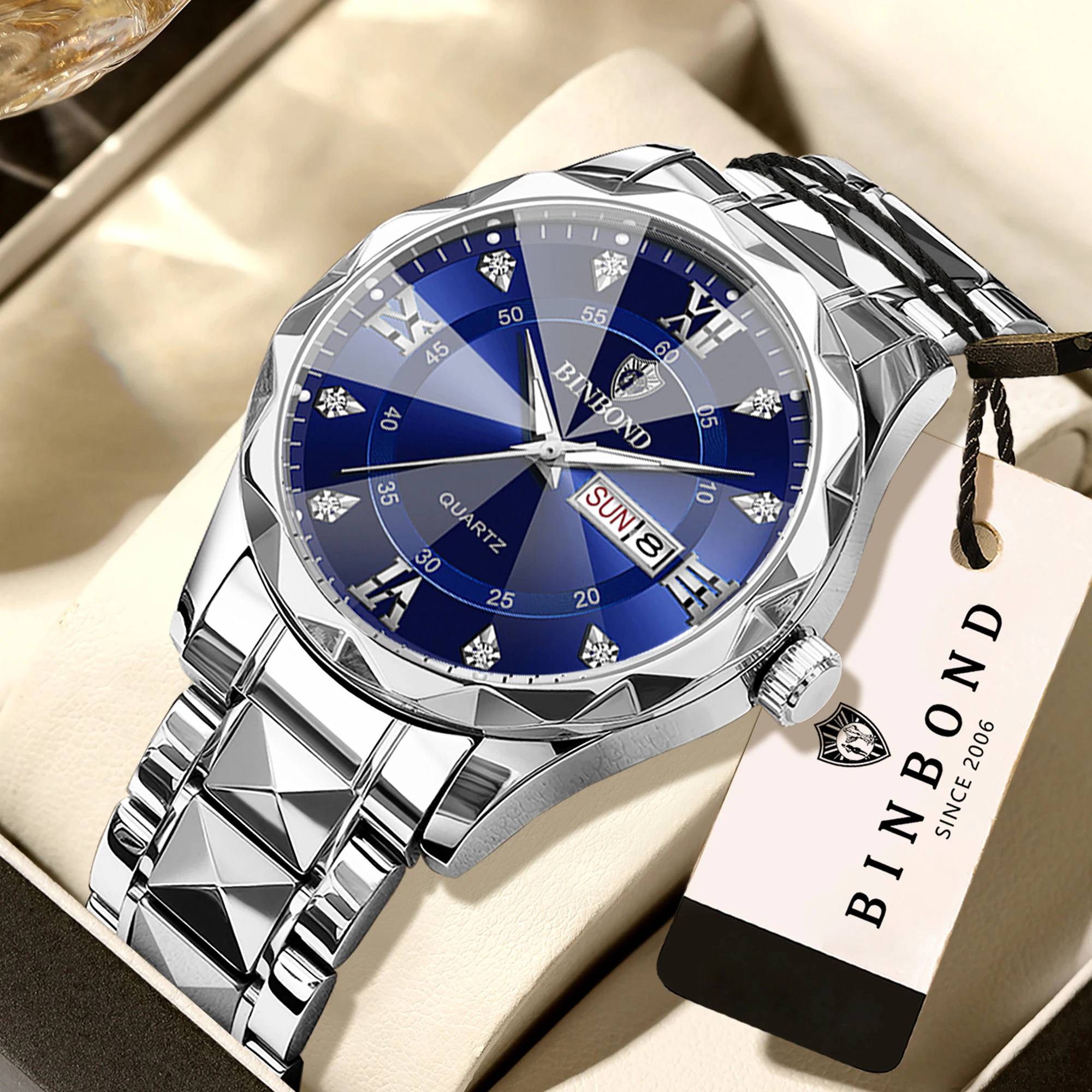 Men's Original Waterproof Quartz Watch with Week Display