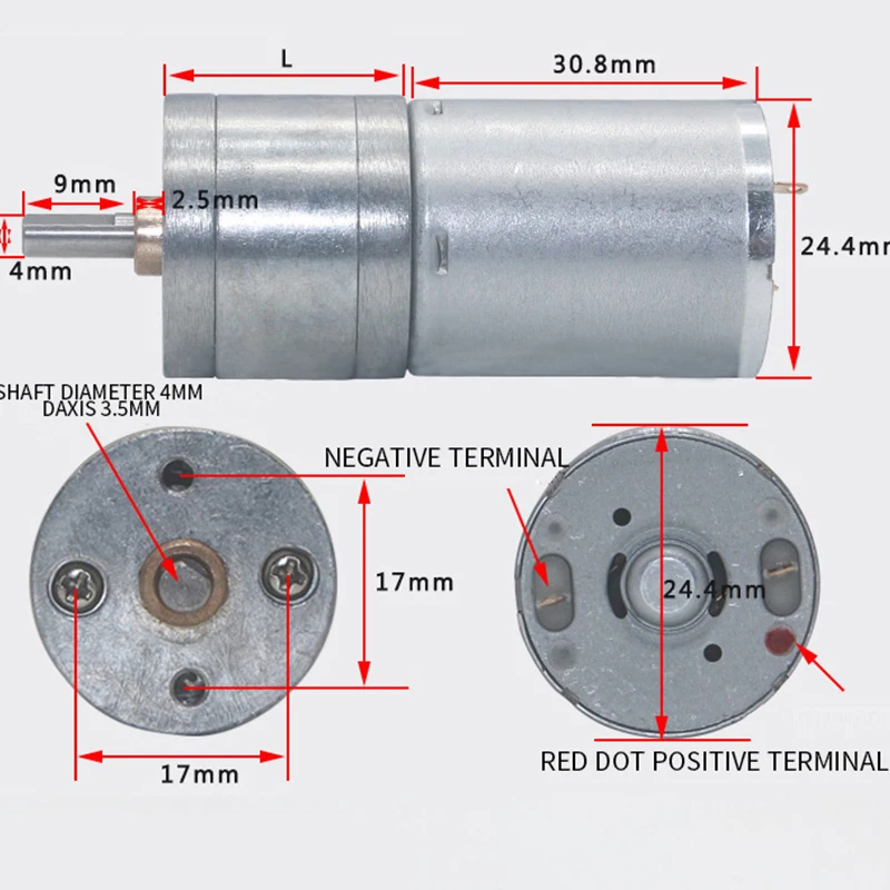 Bringsmart JGA25-370 Geared Motor 12V DC Motor 6V  Gear Motor High Torque 24V Smart Car Motor 16/26/35/60/77/130/170/rpm