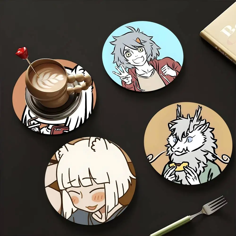 1pc Fei Ren Zai Wooden Coaster Colour Printing Cup Mat Home Desk Decoration Gifts