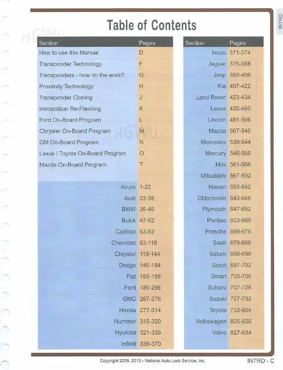 Key Programing & Transponder Repair Manual Including Key Programming