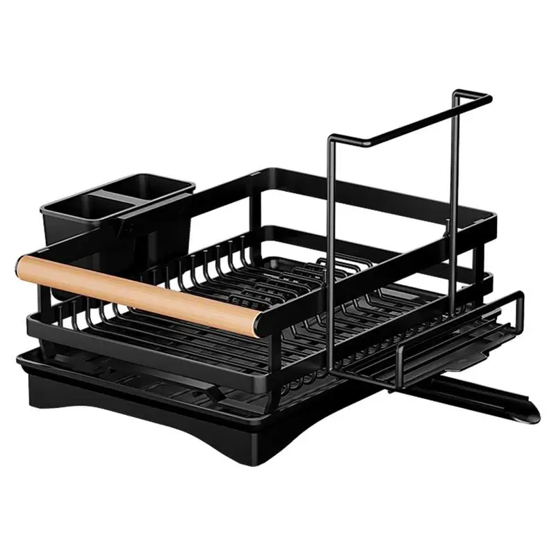 Dish Drying Rack Kitchen Drying Rack With Drainboard Space-Saving Dish Rack Organizer With Utensil Sink Counter Utensil Holder