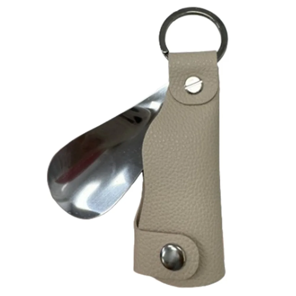 

Lightweight Mini Shoehorn Keychain PU Leather Easy-Grip Shoe Lifter Convenient Portable Stainless Steel Shoe Horn Household