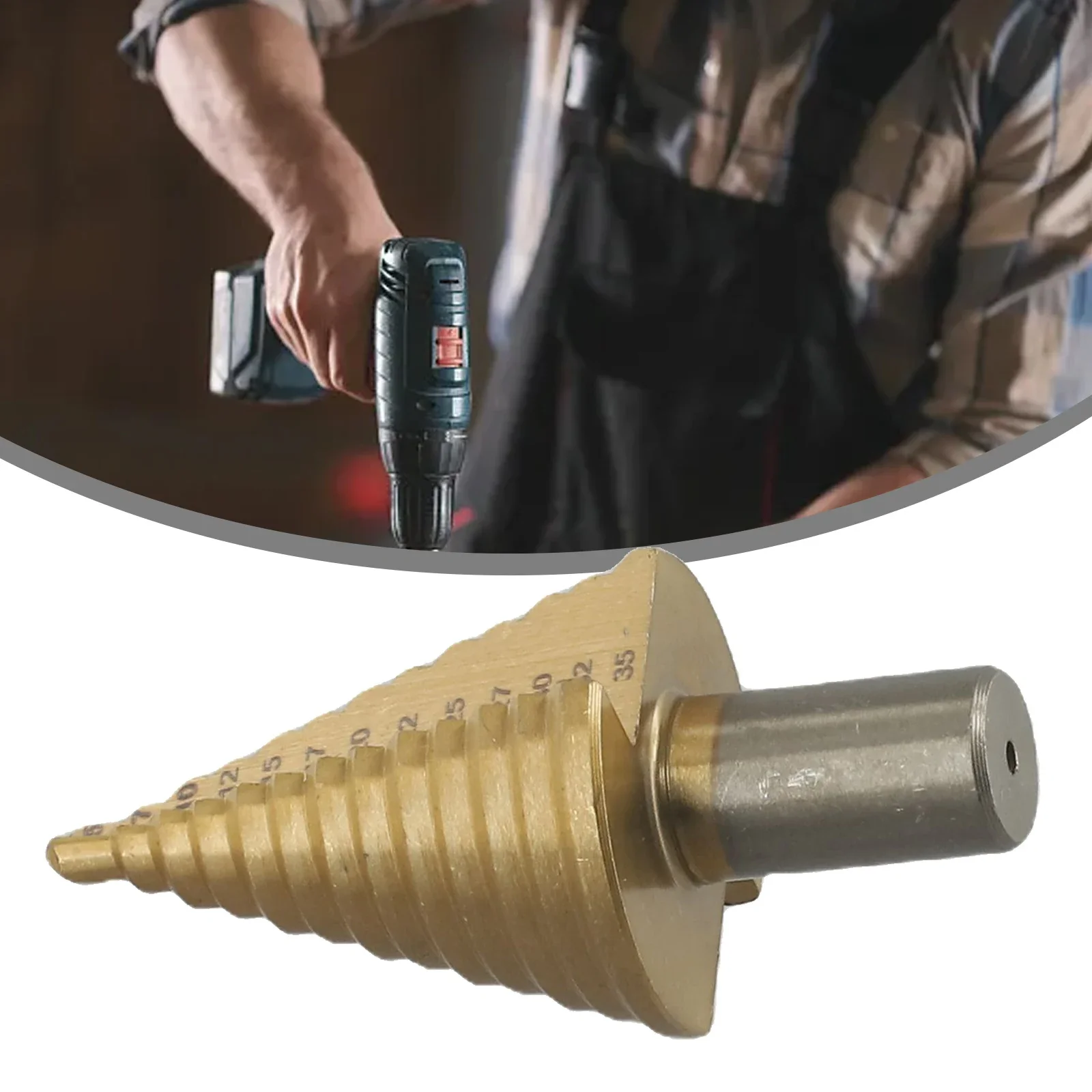 Tool Step Drill Bit 13 Steps 5-35mm High Speed Steel Cutter Hole Cutter Two-fluted Cone Drill DIY Gold Step Drill Bit