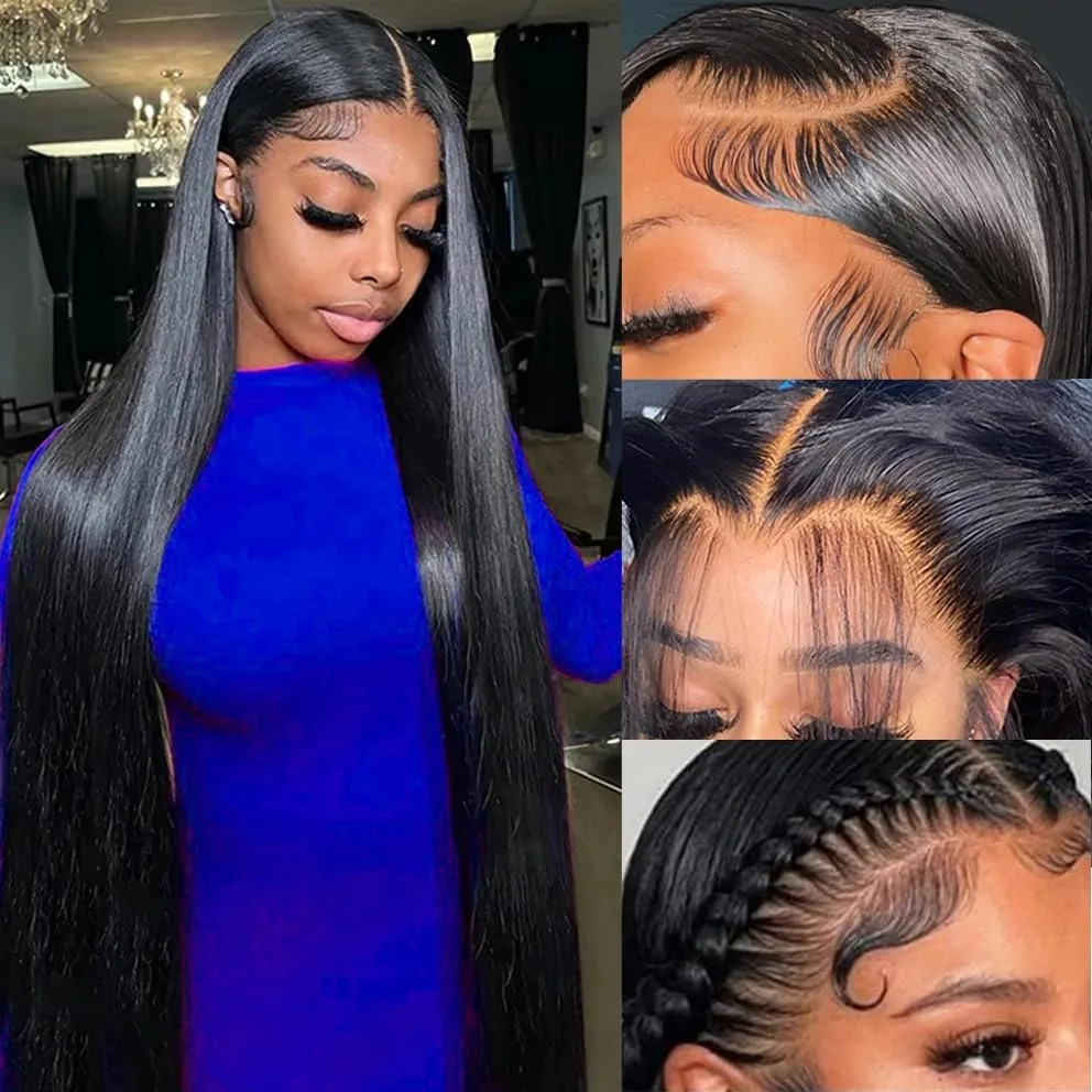 200% Density 13x4 Straight Lace Frontal Human Hair Wig 30 40 Inch 13x6 HD Transparent Lace Front Wig Human Hair Wigs Pre plucked image 5
