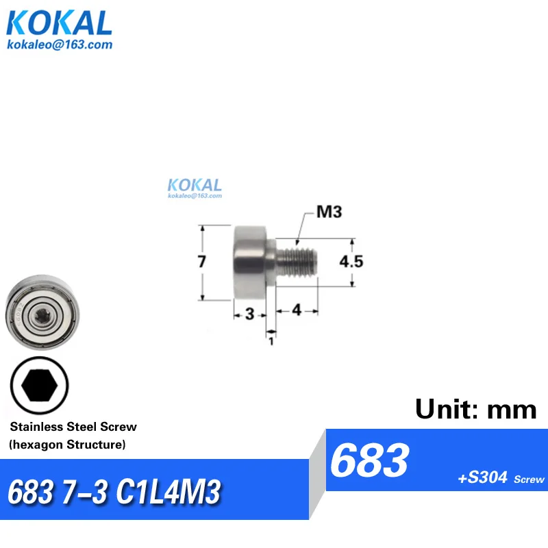 M3 high quality screw bearing M3 MINISIZE ball bearing with SUS304 stailesss steel screw nonstand screw wheel bearing pulley