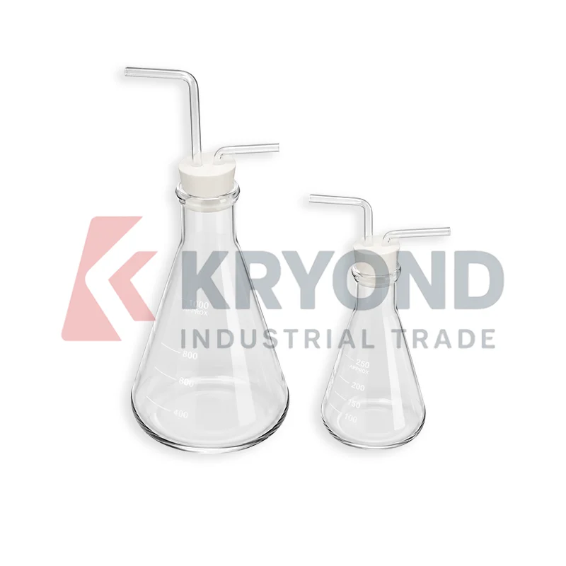 Gas Washing Bottle 250ml 500ml Conical Glass Gas Scrubber Chemical Equipment Research Use Application Pack Glassware Accessory