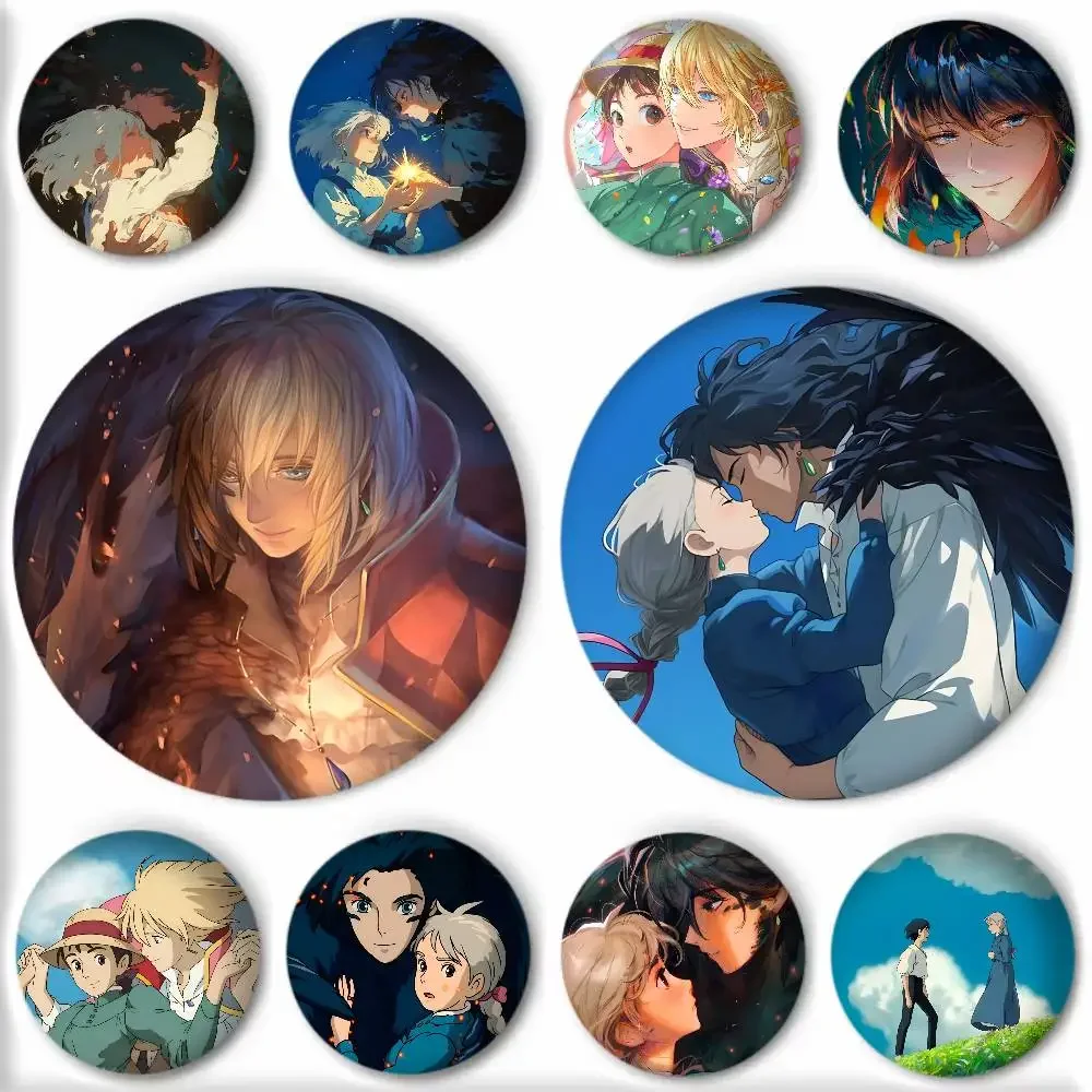 Cartoon Movie Anime H-Howls Moving C-Castle Badges Round Cosplay Pin Bag Decor Fans Collect Friends Gifts Brooch