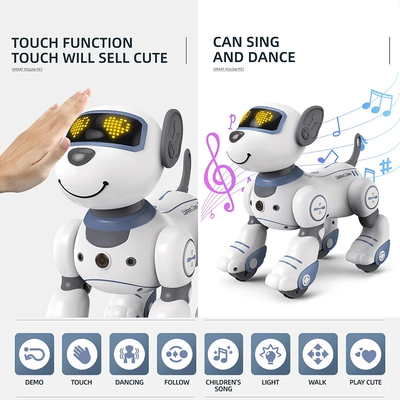 Funny RC Robot Electronic Dog Stunt Dog Voice Command Programmable Touch-sense Music Song Robot Dog for Children\'s Toys