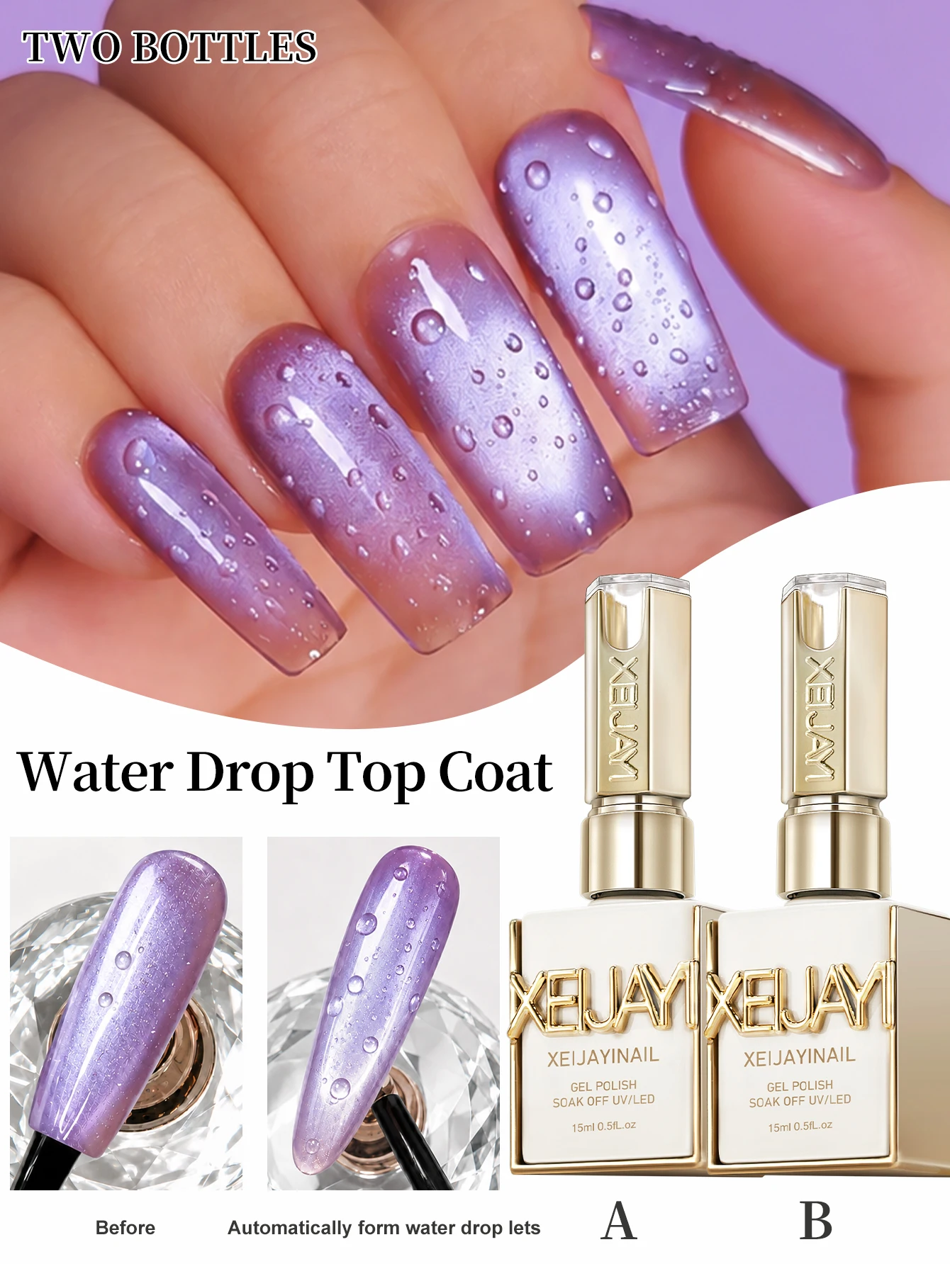 2Pcs 15ml Water Drop Top Coat  - огляд і ціна Cucumber Cooling Gel