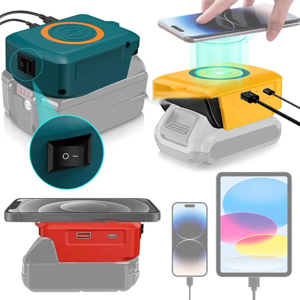 

AAAN-18V 20V Lithium Battery Wireless Charging Adapter Type C USB Charger Adapter Charging For Phone