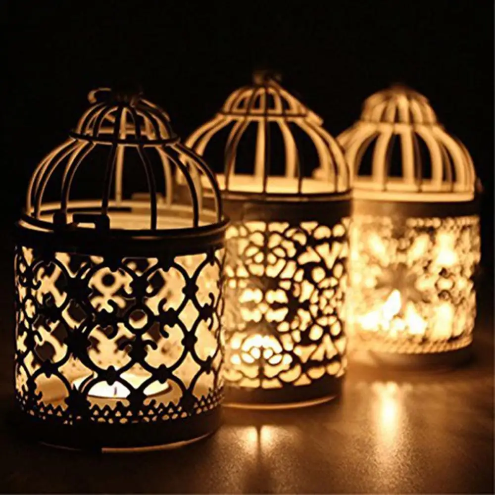 Metal Lantern Tealight Candle Holder Hanging Lanterns Birdcage Candlestick Home Decor