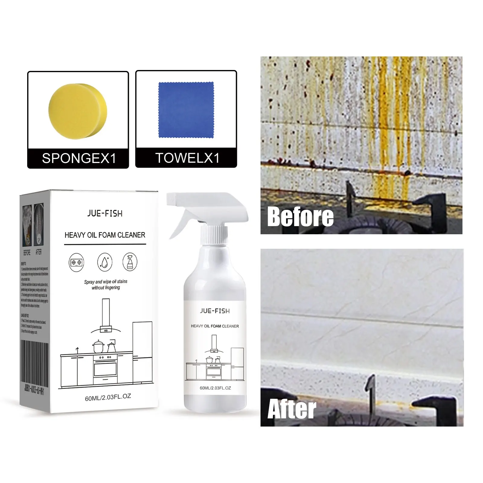 

Heavy Oil Foam Cleaner Range Hood Degreaser Grill Oven Oil Detergent All Purpose Greasy Cleaner Kitchen Grease Cleaning Spray