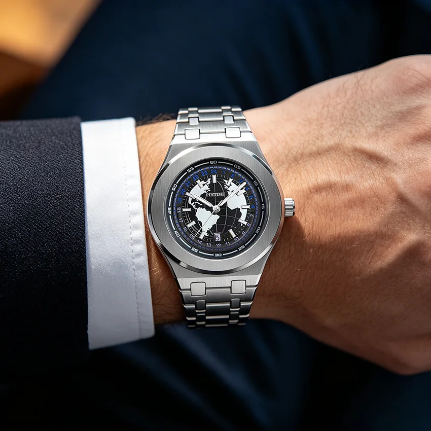 Luxury Mens Multifunctional Quartz Watch Stainless Steel Business Style Diver Series Water Resistant Night Glow Leisure Fashion
