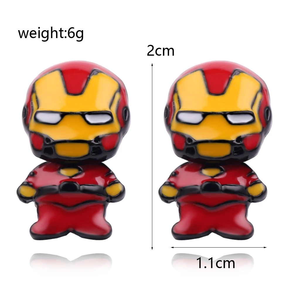 Superhero Spider Man Iron Man Detachable Ear Studs Cute Q Version Earrings Jewelry Accessory for Women And Men view 6