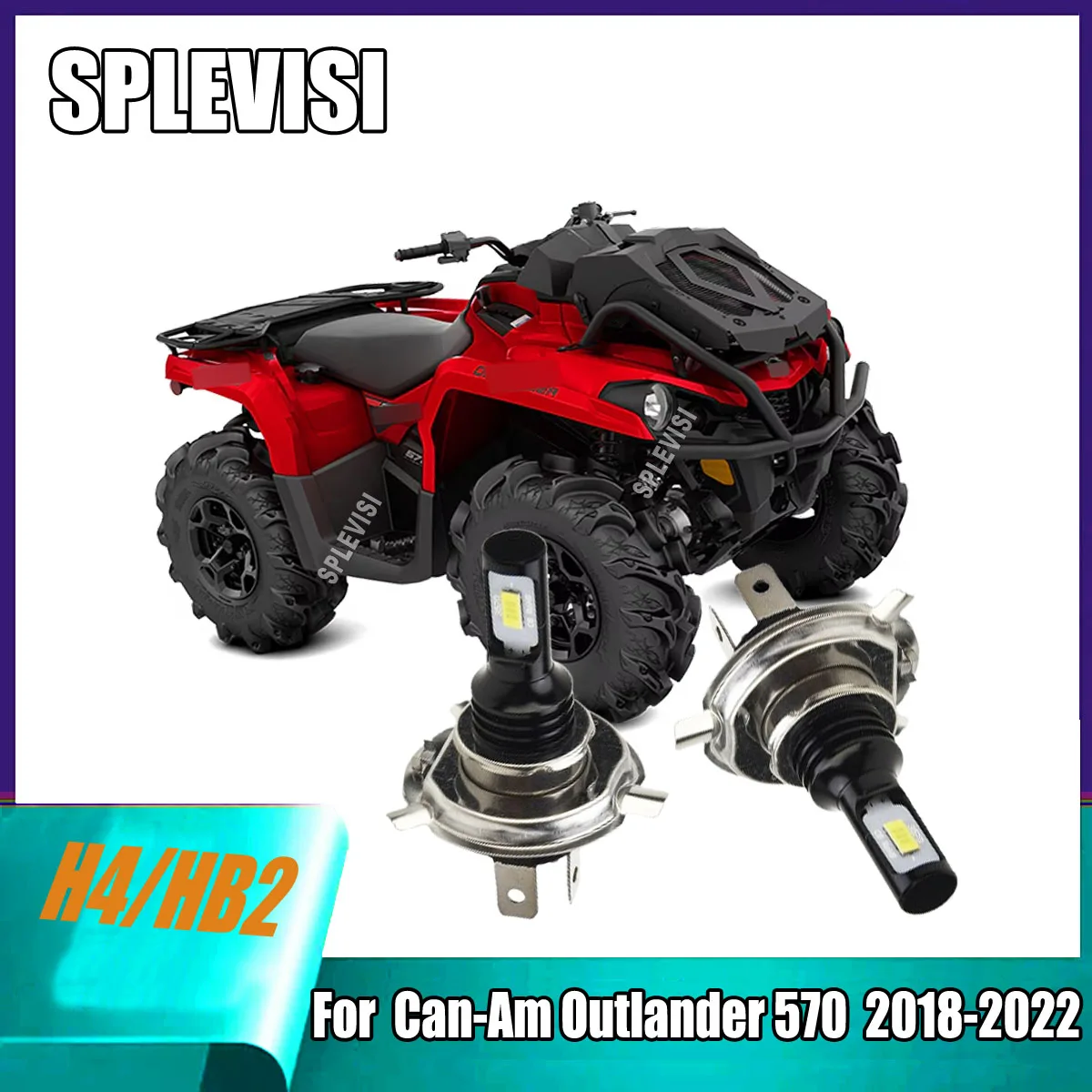 

LED H4 Xenon Whtie Headlights - plug and play without any modification For Can-Am Outlander 570 2018 2019 2020 2021 2022