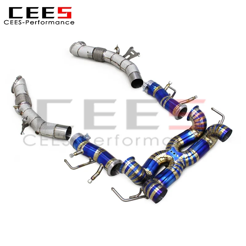 CEES  for Ferrari SF90 3.9T V8 2019-2023 Exhaust System Catback Exhaust Downpipe 76MM Pipes Titanium Exhaust Pipe Muffler