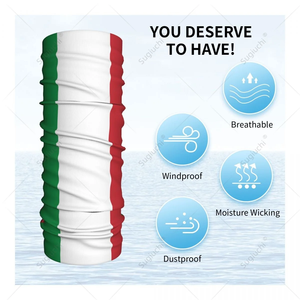 Unisex Italy Flag Neckerchief Scarf Neck Face Mask Scarves Neck Warmer Seamless Bandana Headwear Cycling Hiking