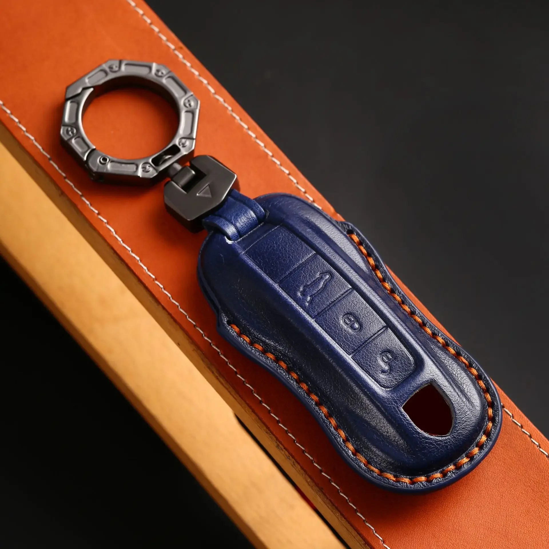 

Leather Car Key Case Cover for Porsche Cayenne 718 958 Panamera 911 Macan