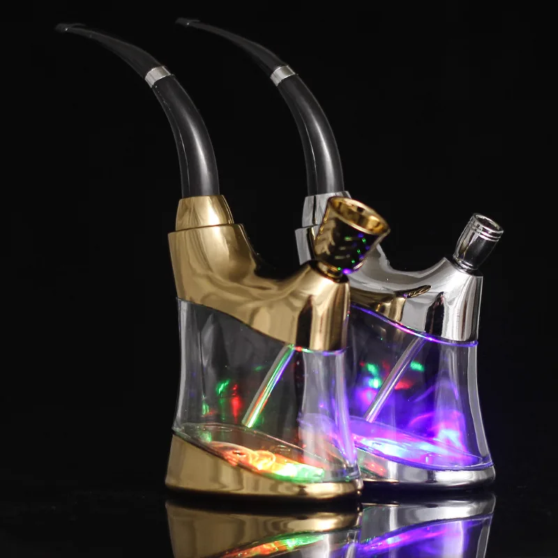 Portable Hookah, Mini Water Pipe Handheld Size  Easy to Clean, Gift for Boyfriend,Father,Husband or Friends (Coloured Lights)