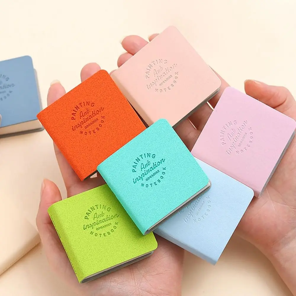 

3Pcs Thick Drawing Paper Mini Drawing Book Compact PU Leather Cover Miniature Sketchbook Tearable Unlined Extra Small Notepads