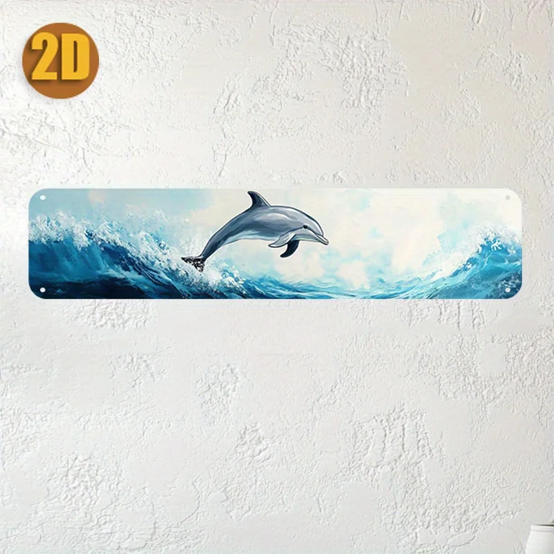 2D Flache Aluminium-Delfin-Wandkunst, Lebendige Ozean-Themen-Dekoration für Schlafzimmer und Aquatische Räume, Marine-Themen-Dekoration