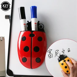 Estuche de lápices magnético Ladybug, caja de almacenamiento de borrador de tablero, borrador de doble propósito, pizarra blanca, organizador de bolígrafos, imán de refrigerador de dibujos animados