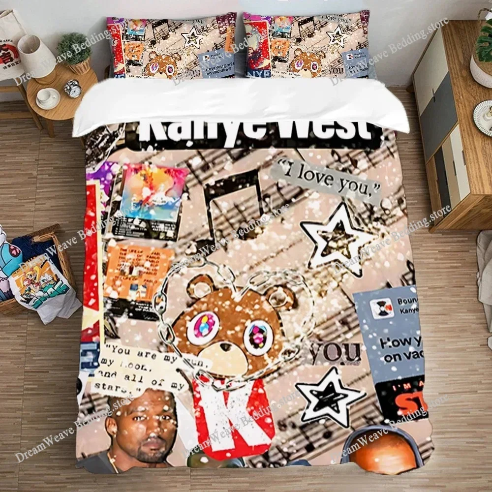 Bedding Set Double Size K-Kanye Wests Queen Bed Comforter Sets Art Quilt Cover Set Pillowcase Duvet Covers Fashion Linen Home