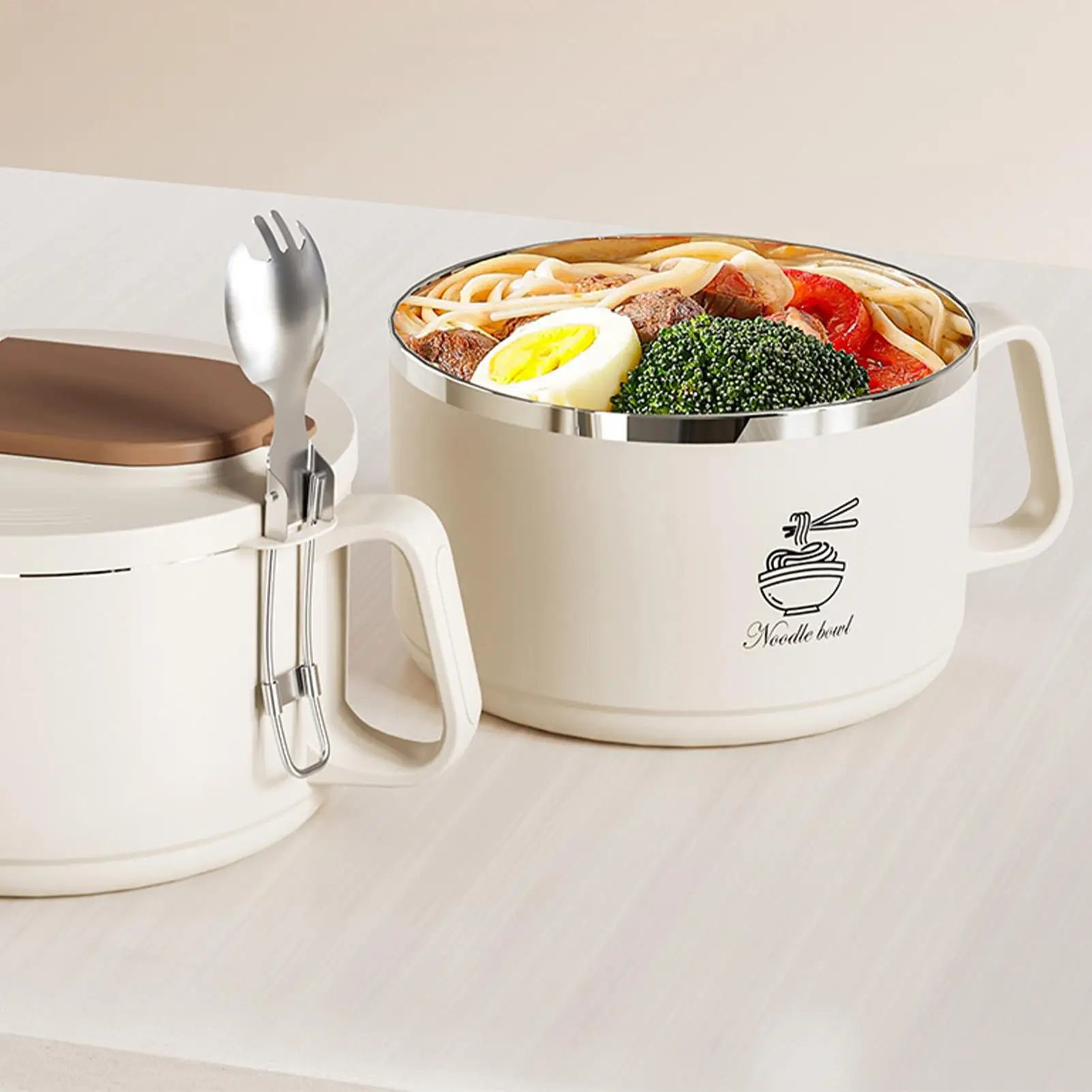Lunch Container 1650ml with Folding Cutlery Leakproof Lunch Salad Bowl Soup Containers for Fruit Salad Home Office School