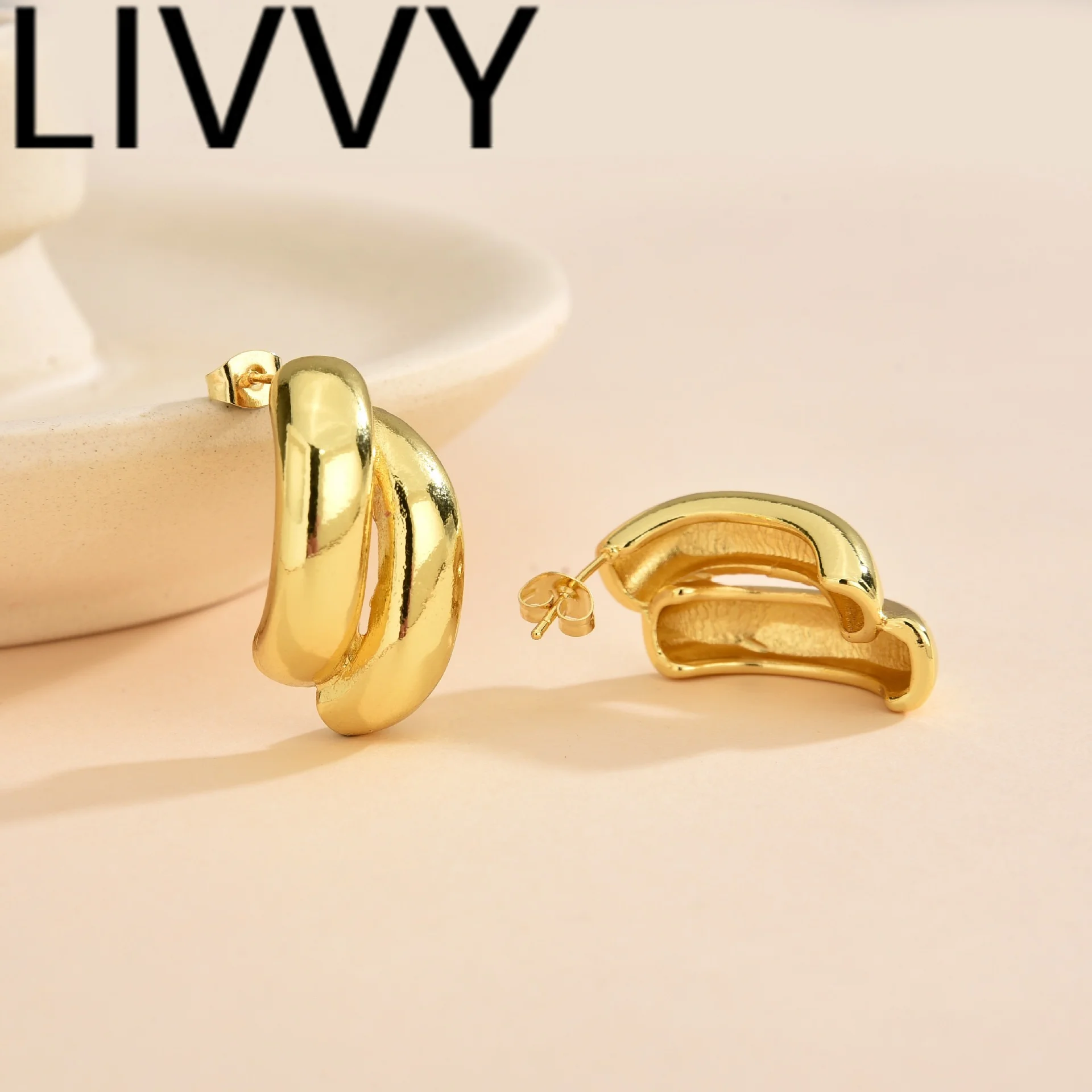 Минималистичные серьги LIVVY серебряного цвета для женщин, новые модные креативные простые подарки, новинка 2024, новые оригинальные украшения