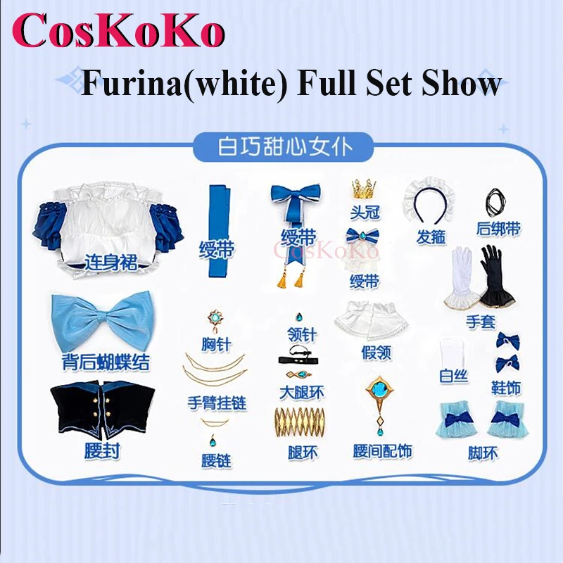 CosKoKo Furina Cosplay Game Genshin Impact Costume Sweet Elegant Focalors Lolita Maid Dress Halloween Party Role Play Clothing