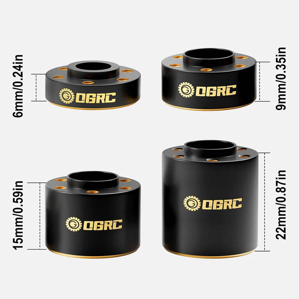 OGRC Brass Weights 12mm Hex Hub Wheel Adapter Widen 6/9/ 15/22mm for 1/10 SCX10 TRX4 GEN7 8 1.9 2.2Inch RC Crawler Wheels