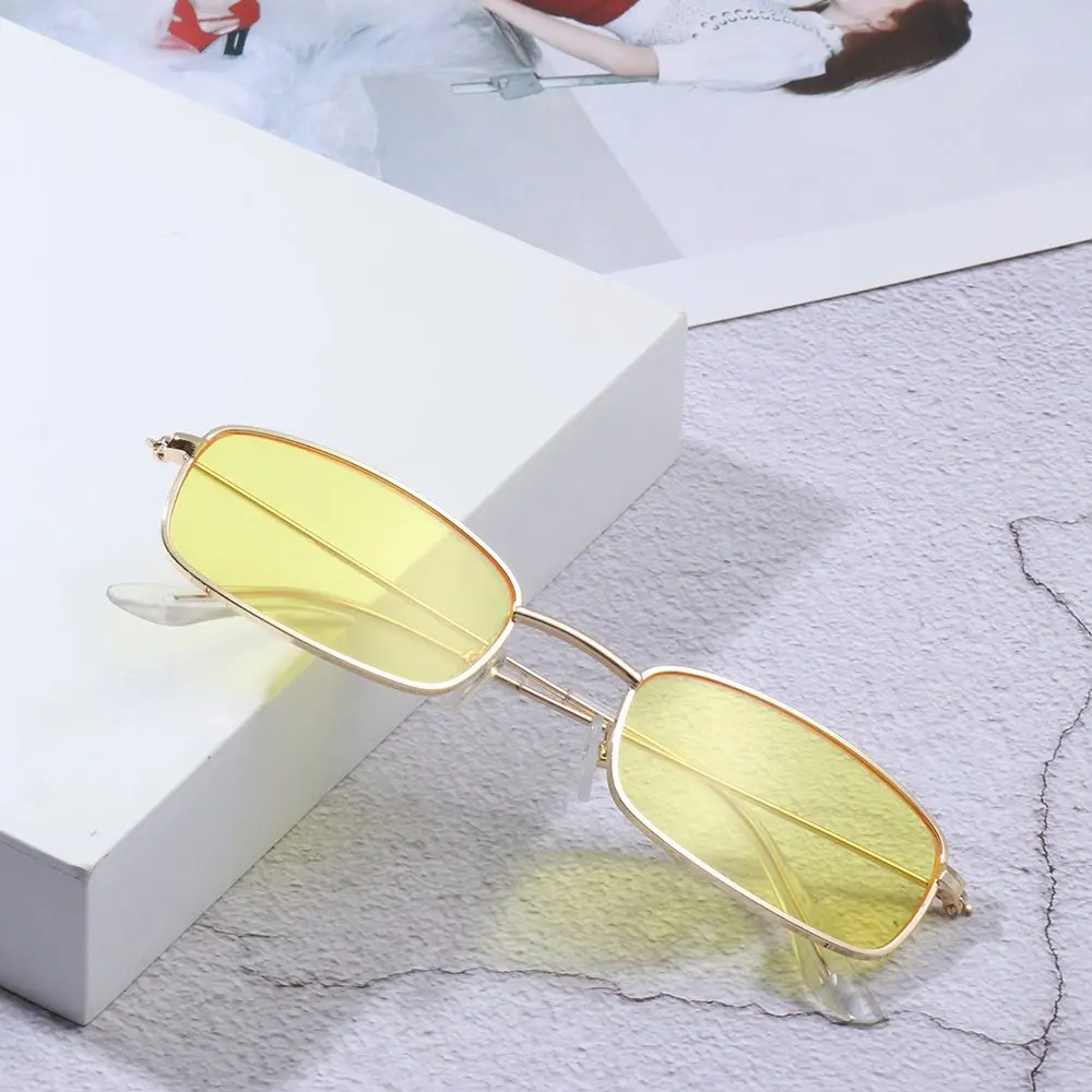 Retro Small Oval Women's Sunglasses Brand Shades 2021 Classic Candy Color Metal Rectangular Sun Glasses Eyewear UV400