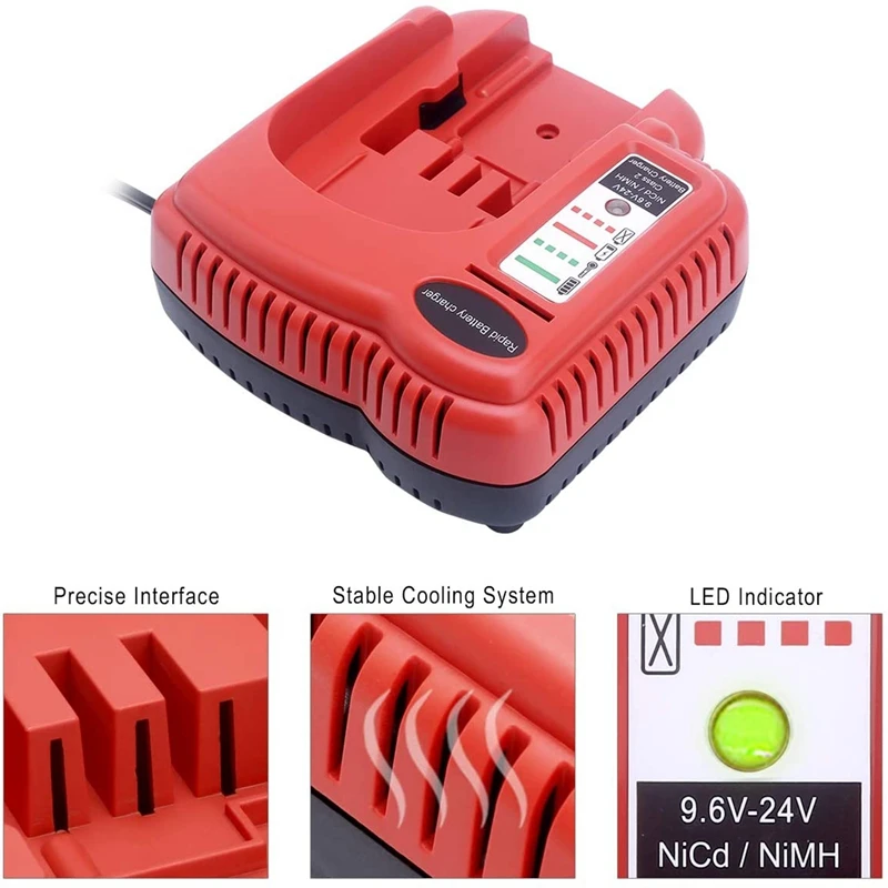 US Plug BDFC240 Battery Charger Compatible With Black & Decker 18V 14.4V 12V 9.6V 24V Nicd Nimh Battery HPB18 HPB18-OPE