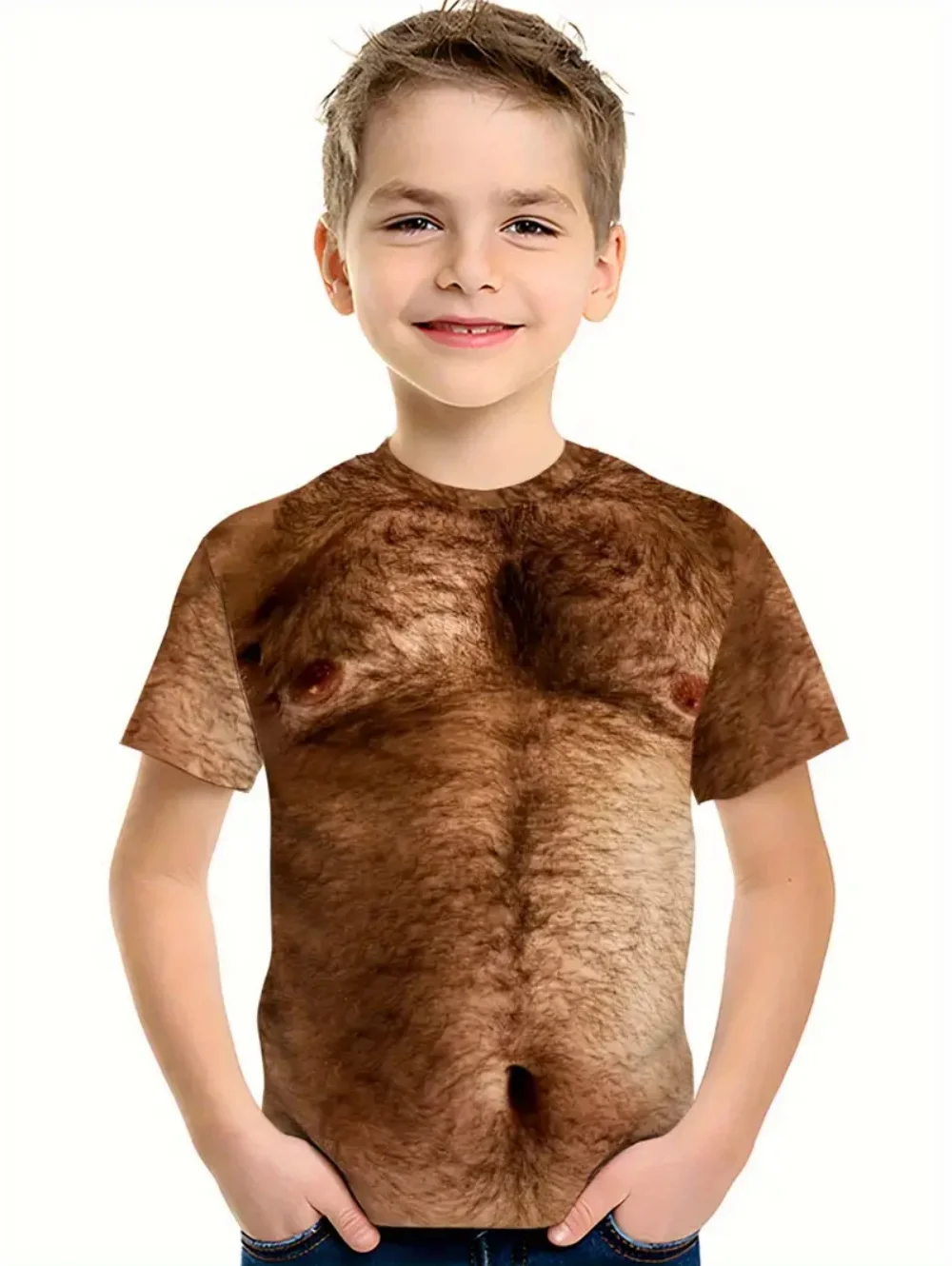 العضلات الاطفال تي شيرت العضلات تي شيرت مطبوع الصيف عطلة الشاطئ الصبي قصيرة الأكمام ثلاثية الأبعاد الطباعة الرقمية تي شيرت عادية الأطفال بلايز