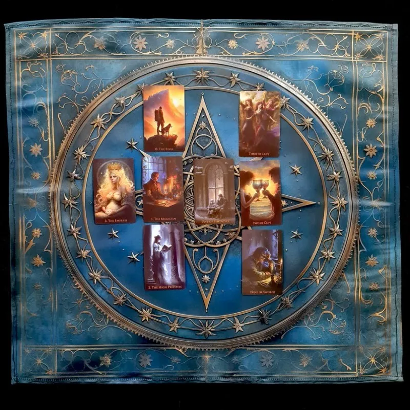VIKAMA Mysterious Star Tarot Card Tablecloth, Astrological Divination Tablecloth, Witchcraft Decoration, Durable, Home Decor