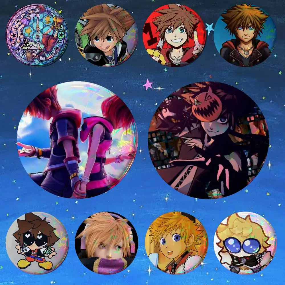 Classic Game K-Kingdom Hearts Anime   Badge Tinplate Meme Round Brooch for Hat Bag Creative Lapel Jewelry Accessories Gifts