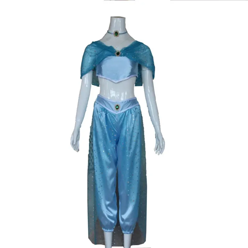 New Aladdin Jasmine Princess Cosplay Women Girl Fancy Dress Up Halloween Party Costume Sets DFGRYRRTTYH2025 - view 2
